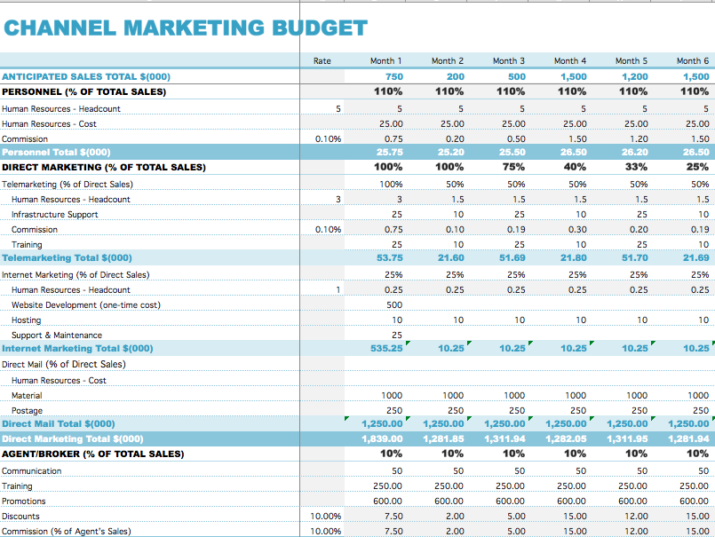 Microsoft Channel Marketing Budget Template