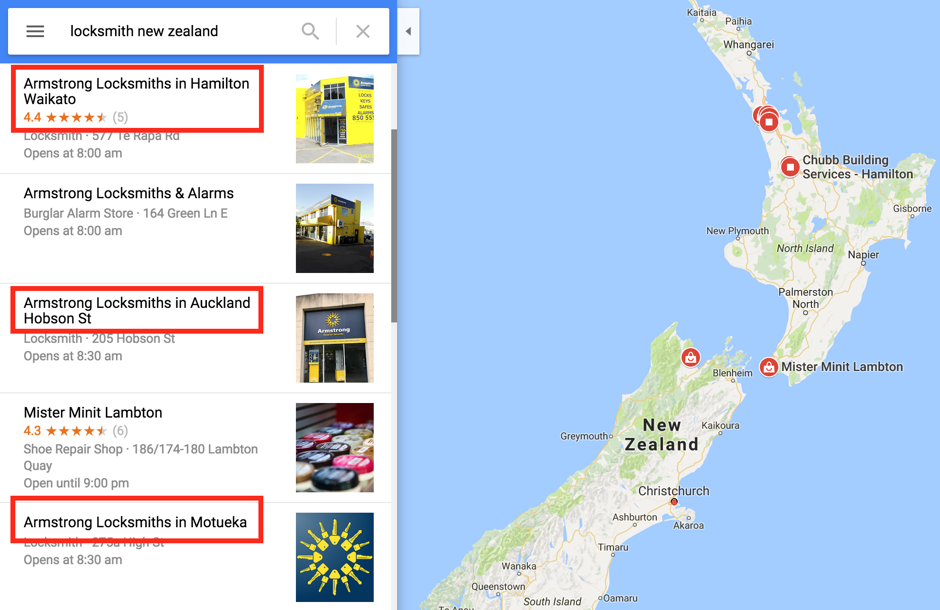 Google My Business map