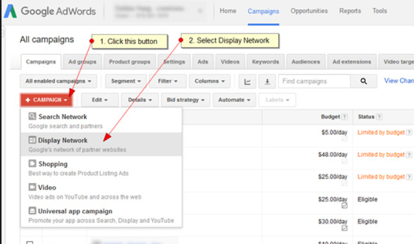 Example of AdWords Campaigns